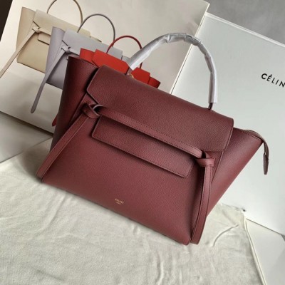 Celine Belt Mini Bag In Bordeaux Grained Calfskin TDBS2456