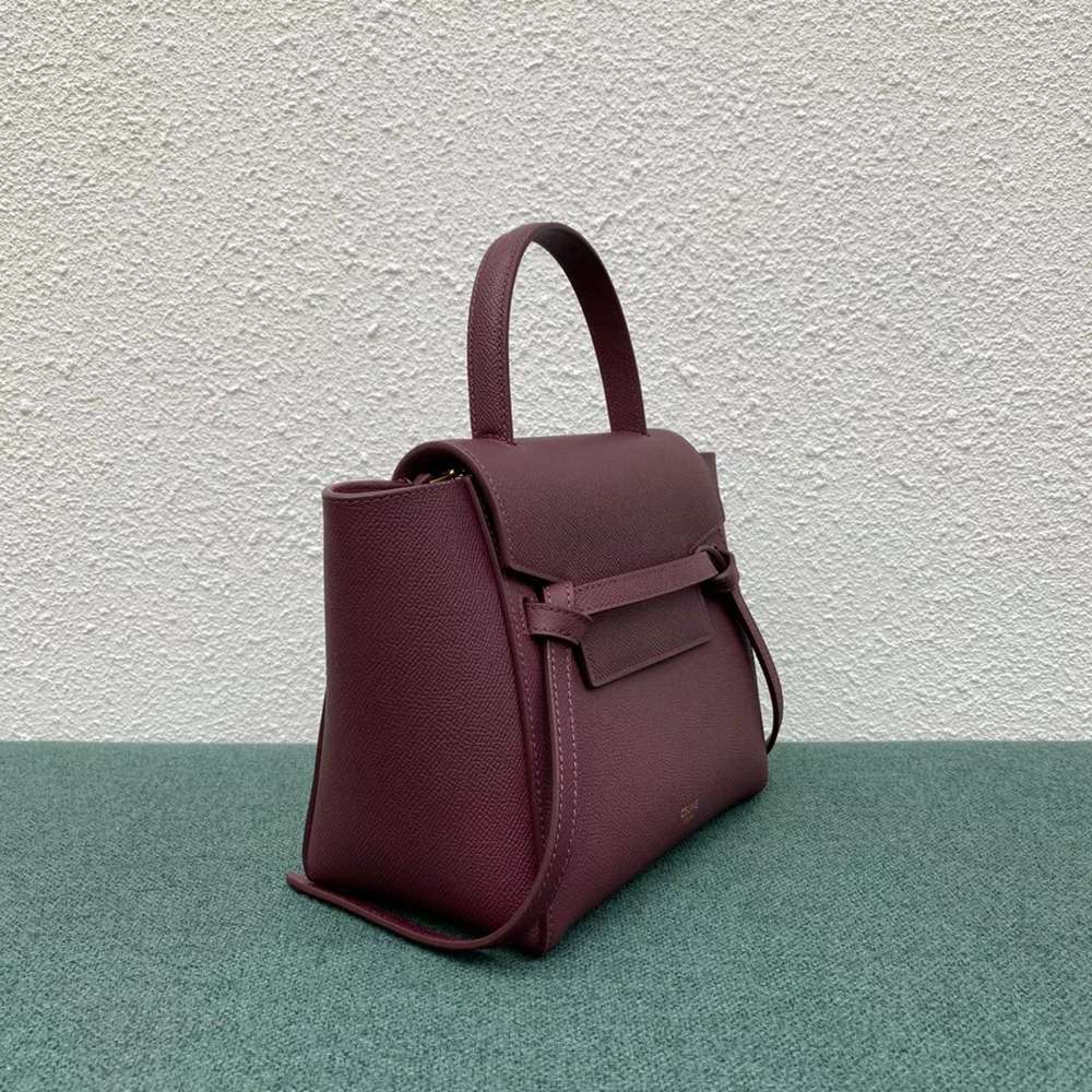 Celine Belt Nano Bag In Bordeaux Grained Calfskin TDBS2463