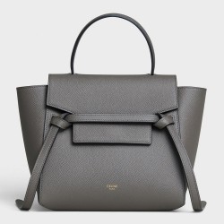 Celine Belt Nano Bag In Grey Grained Calfskin TDBS2465