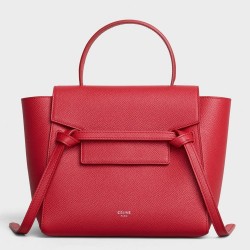 Celine Belt Nano Bag In Red Grained Calfskin TDBS2472