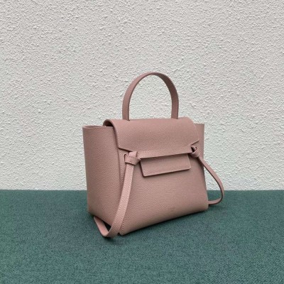 Celine Belt Nano Bag In Vintage Pink Grained Calfskin TDBS2476