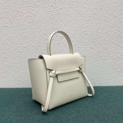 Celine Belt Nano Bag In White Grained Calfskin TDBS2477