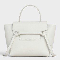 Celine Belt Nano Bag In White Grained Calfskin TDBS2477