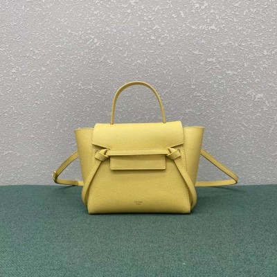 Celine Belt Nano Bag In Yellow Grained Calfskin TDBS2478