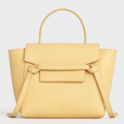 Celine Belt Nano Bag In Yellow Grained Calfskin TDBS2478