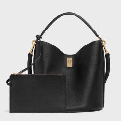 Celine Bucket 16 Bag In Black Grained Calfskin TDBS2514