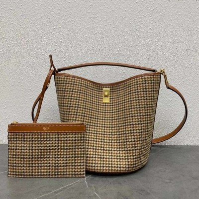 Celine Bucket 16 Bag In Tweed and Calfskin TDBS2520