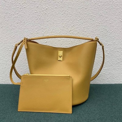 Celine Bucket 16 Bag In Yellow Soft Bare Calfskin TDBS2521