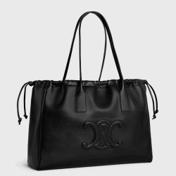 Celine Cabas Drawstring Cuir Triomphe Bag in Black Calfskin TDBS2535