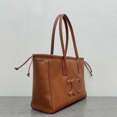 Celine Cabas Drawstring Cuir Triomphe Bag in Brown Calfskin TDBS2536