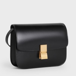 Celine Classic Box Medium Bag In Black Box Calfskin TDBS2495