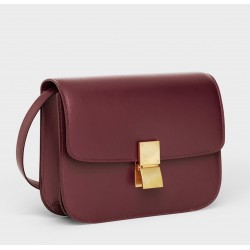 Celine Classic Box Medium Bag In Bordeaux Box Calfskin TDBS2496