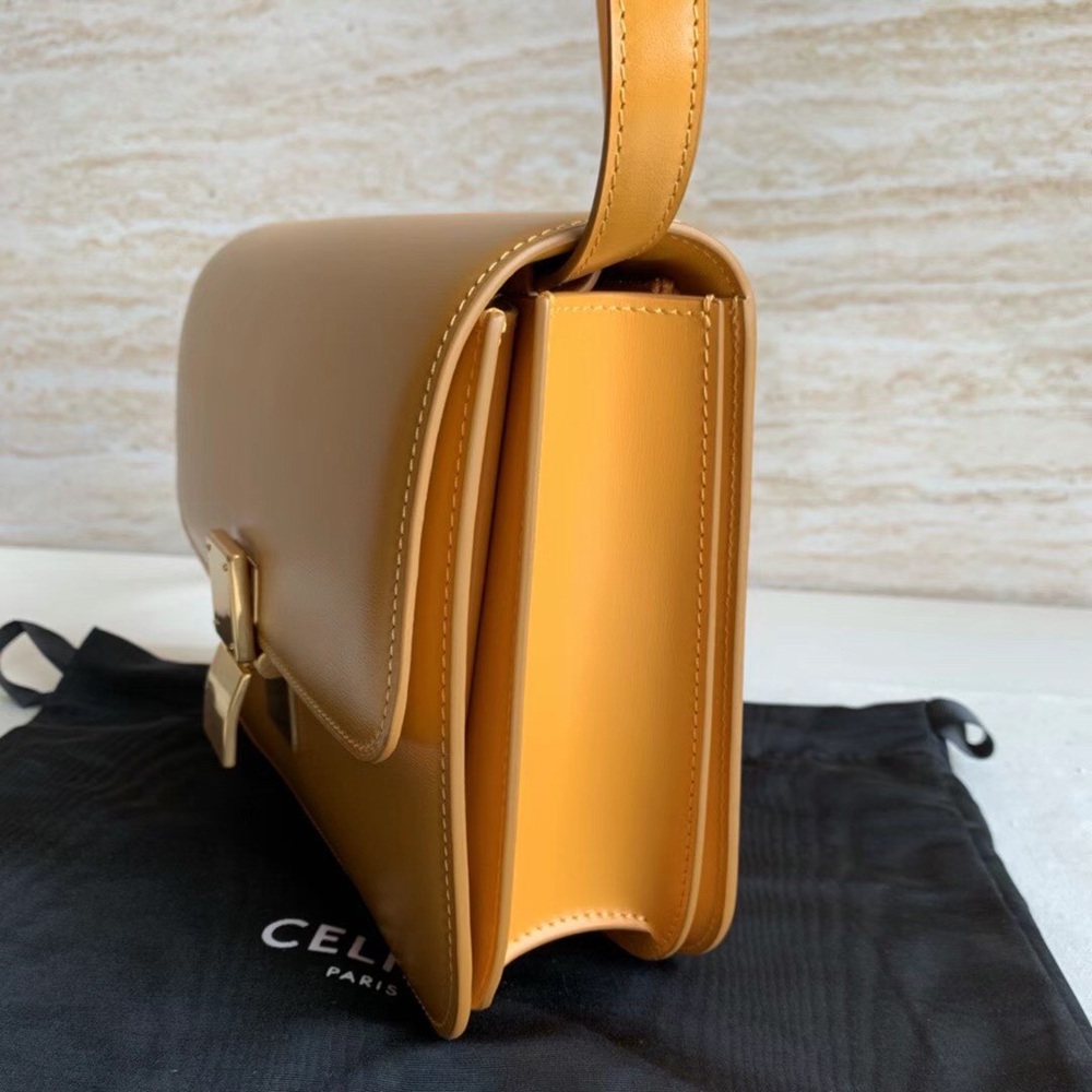 Celine Classic Box Medium Bag In Yellow Box Calfskin TDBS2501