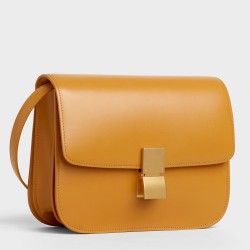 Celine Classic Box Medium Bag In Yellow Box Calfskin TDBS2501