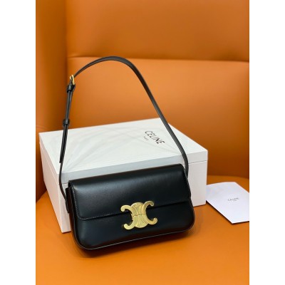 Celine Claude Shoulder Bag in Black Calfskin TDBS2553