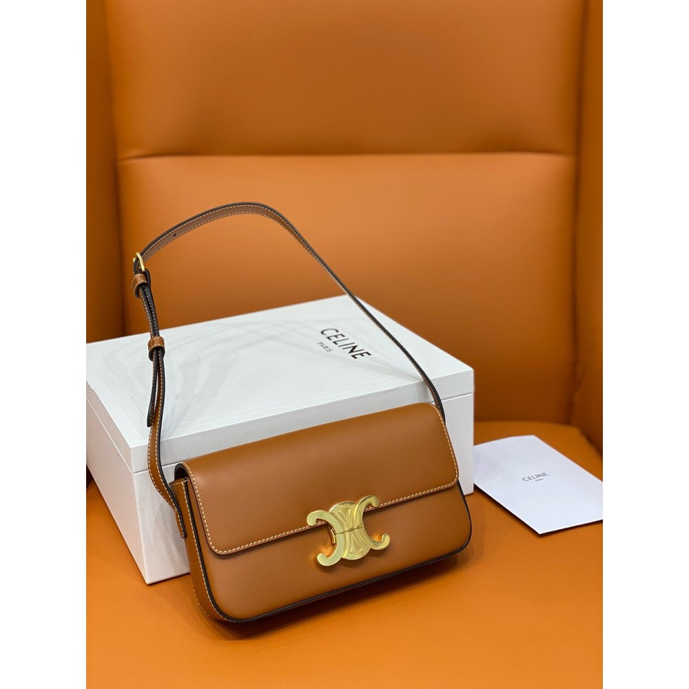 Celine Claude Shoulder Bag in Brown Calfskin TDBS2554