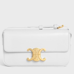 Celine Claude Shoulder Bag in White Calfskin TDBS2555