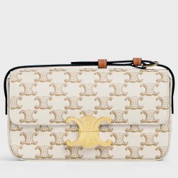 Celine Claude Shoulder Bag in White Triomphe Canvas TDBS2558