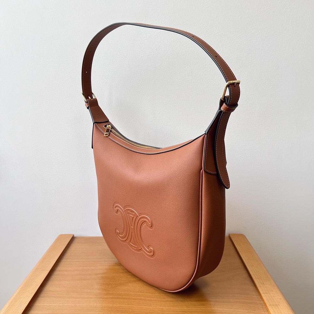 Celine Heloise Cuir Triomphe Bag in Brown Calfskin TDBS2598