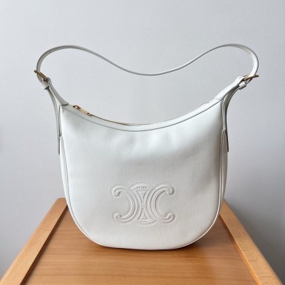 Celine Heloise Cuir Triomphe Bag in White Calfskin TDBS2599