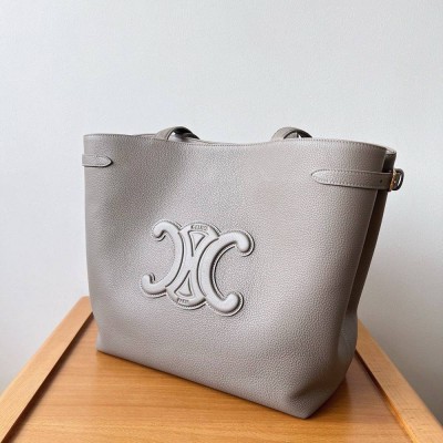 Celine Medium Cabas Anais Cuir Triomphe Bag in Grey Leather TDBS2540