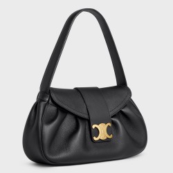 Celine Medium Polly Shoulder Bag in Black Calfskin TDBS2556