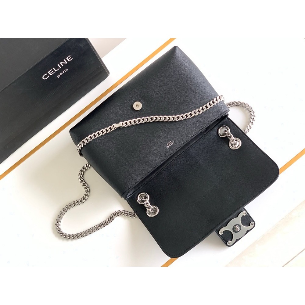 Celine Medium Victoire Bag in Noir Calfskin TDBS2635