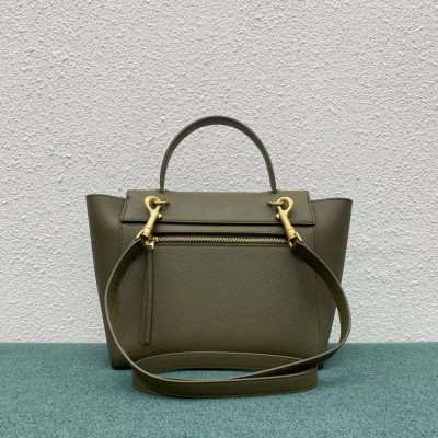 Celine Micro Belt Bag In Dark Olive Grained Calfskin TDBS2483