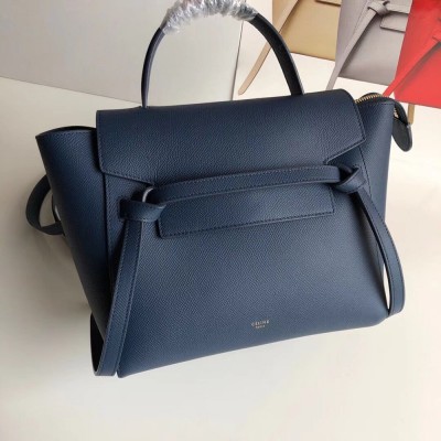 Celine Micro Belt Bag In Navy Blue Grained Calfskin TDBS2488