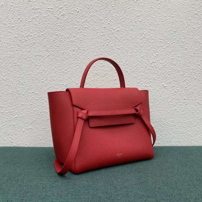 Celine Micro Belt Bag In Red Grained Calfskin TDBS2489