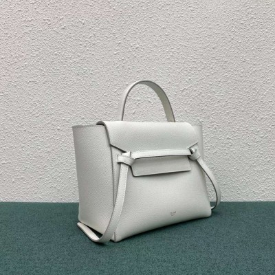 Celine Micro Belt Bag In White Grained Calfskin TDBS2492