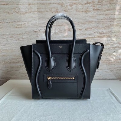 Celine Micro Luggage Tote Bag In Black Smooth Calfskin TDBS2561