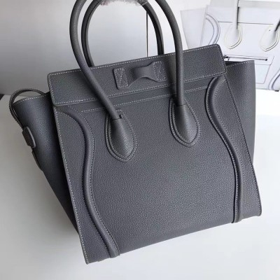 Celine Micro Luggage Tote Bag In Kohl Drummed Calfskin TDBS2564