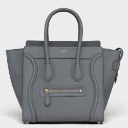 Celine Micro Luggage Tote Bag In Kohl Drummed Calfskin TDBS2564