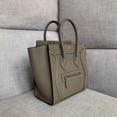 Celine Micro Luggage Tote Bag In Souris Drummed Calfskin TDBS2568