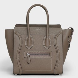 Celine Micro Luggage Tote Bag In Souris Drummed Calfskin TDBS2568