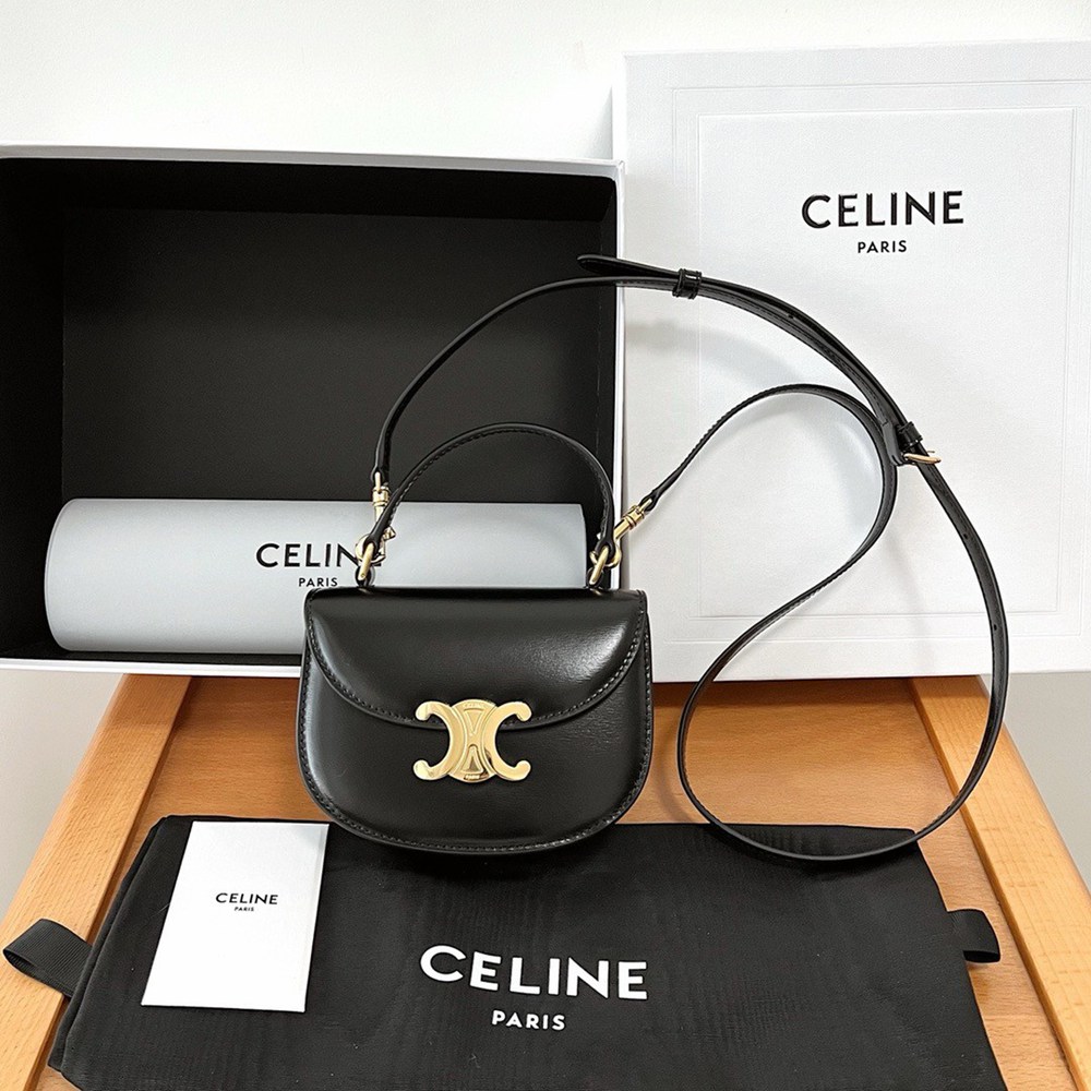 Celine Mini Besace Clea Bag in Black Calfskin TDBS2549