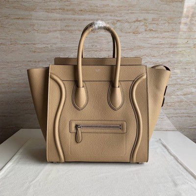 Celine Mini Luggage Tote Bag In Dune Drummed Calfskin TDBS2571