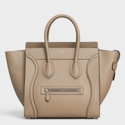 Celine Mini Luggage Tote Bag In Dune Drummed Calfskin TDBS2571