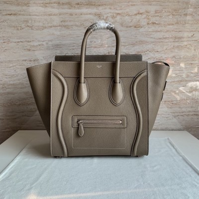 Celine Mini Luggage Tote Bag In Souris Drummed Calfskin TDBS2572