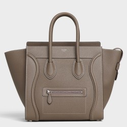 Celine Mini Luggage Tote Bag In Souris Drummed Calfskin TDBS2572