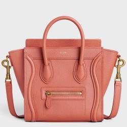 Celine Nano Luggage Tote Bag In Orange Drummed Calfskin TDBS2578