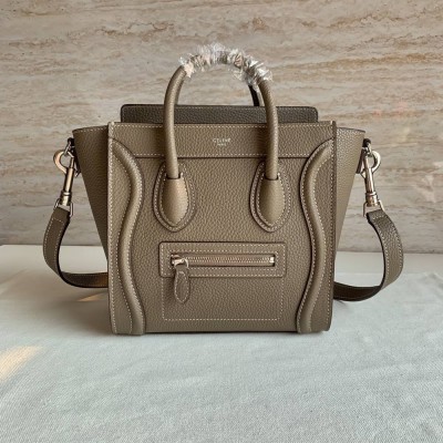 Celine Nano Luggage Tote Bag In Souris Drummed Calfskin TDBS2581