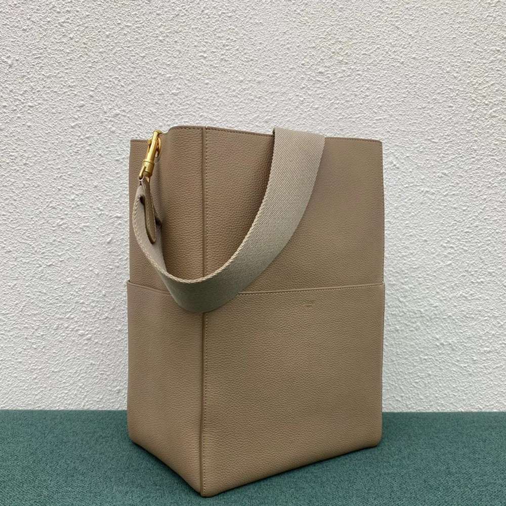 Celine Sangle Bucket Bag In Taupe Grained Calfskin TDBS2524