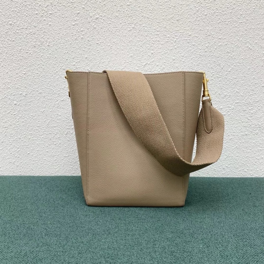 Celine Sangle Small Bucket Bag In Taupe Calfskin TDBS2528