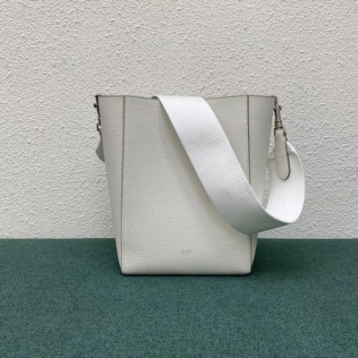 Celine Sangle Small Bucket Bag In White Calfskin TDBS2529