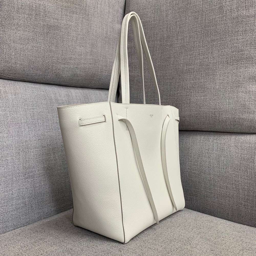 Celine Small Cabas Phantom Bag In White Grained Calfskin TDBS2534