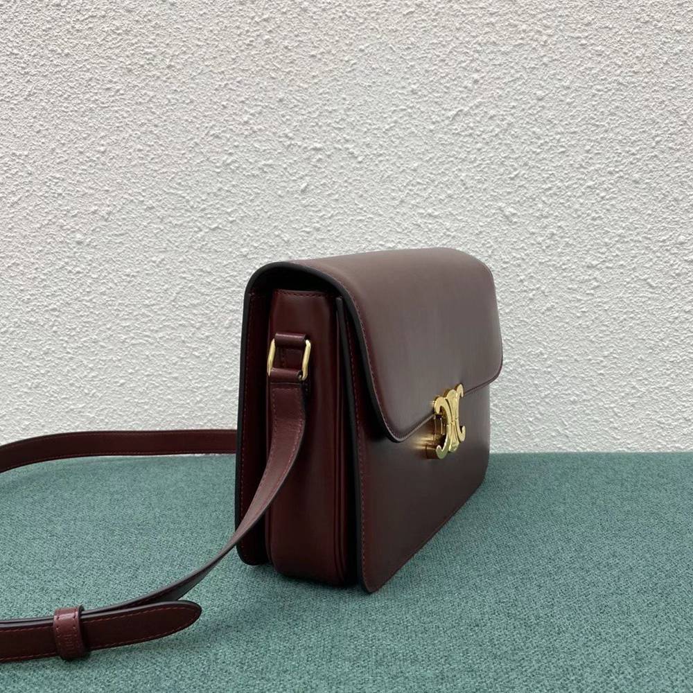 Celine Triomphe Large Bag In Bordeaux Calfskin TDBS2605