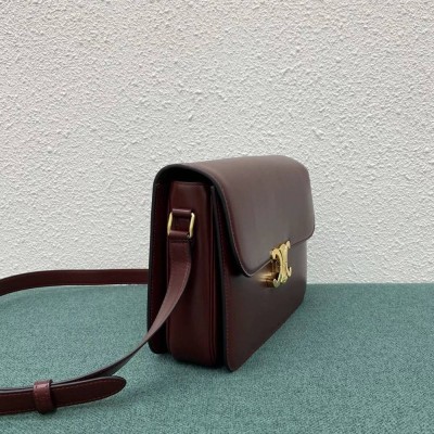 Celine Triomphe Large Bag In Bordeaux Calfskin TDBS2605