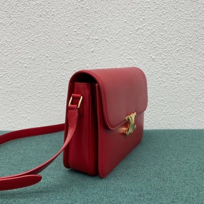 Celine Triomphe Large Bag In Red Calfskin TDBS2607